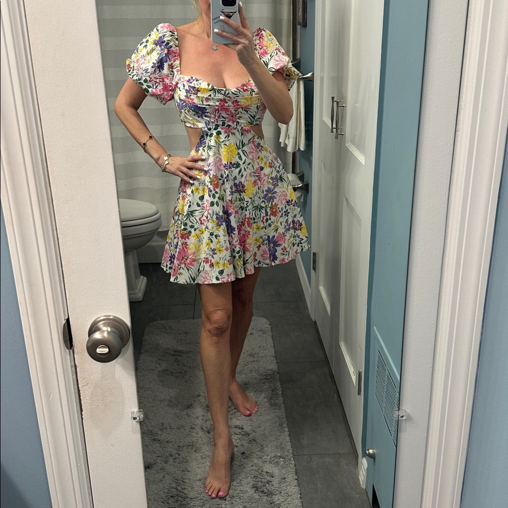 NEW-ASTR the Label Pink & Yellow Multi Floral dress